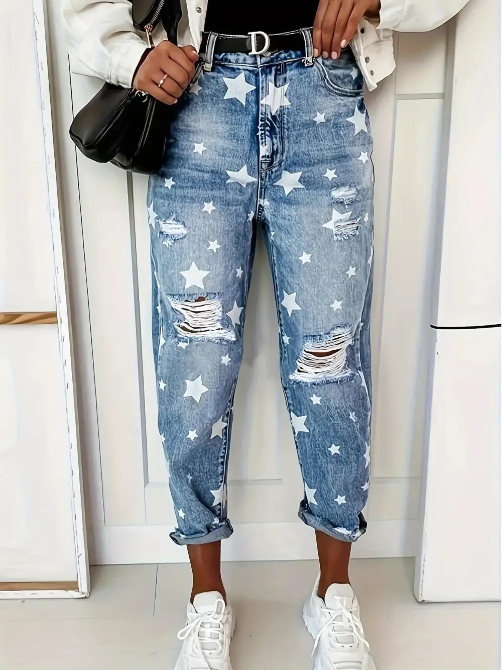 Modern High Waist Distressed Denim Jeans