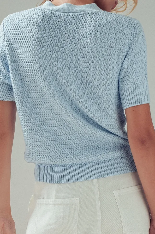 Light Blue Coastal Starfish Button Short Sleeve Cardigan