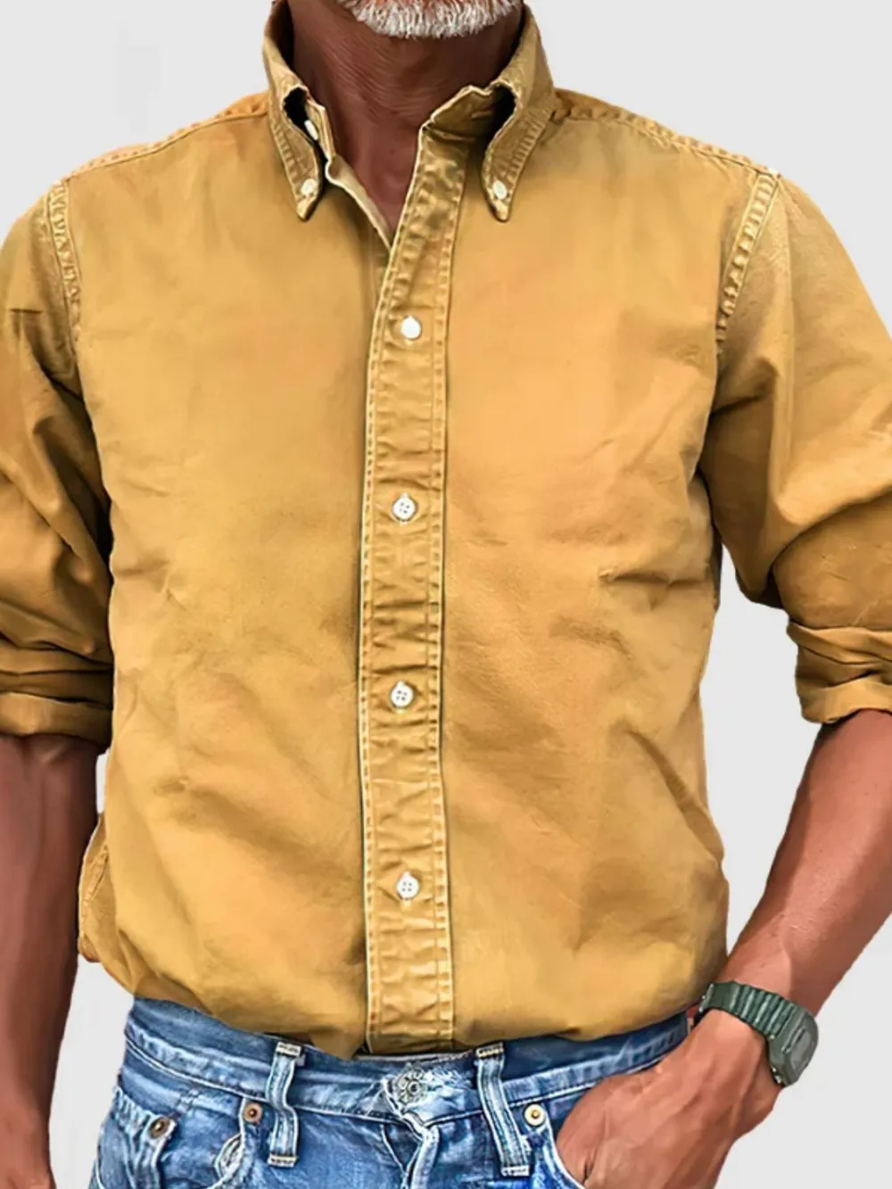 Polyester Button Down Collared Shirt