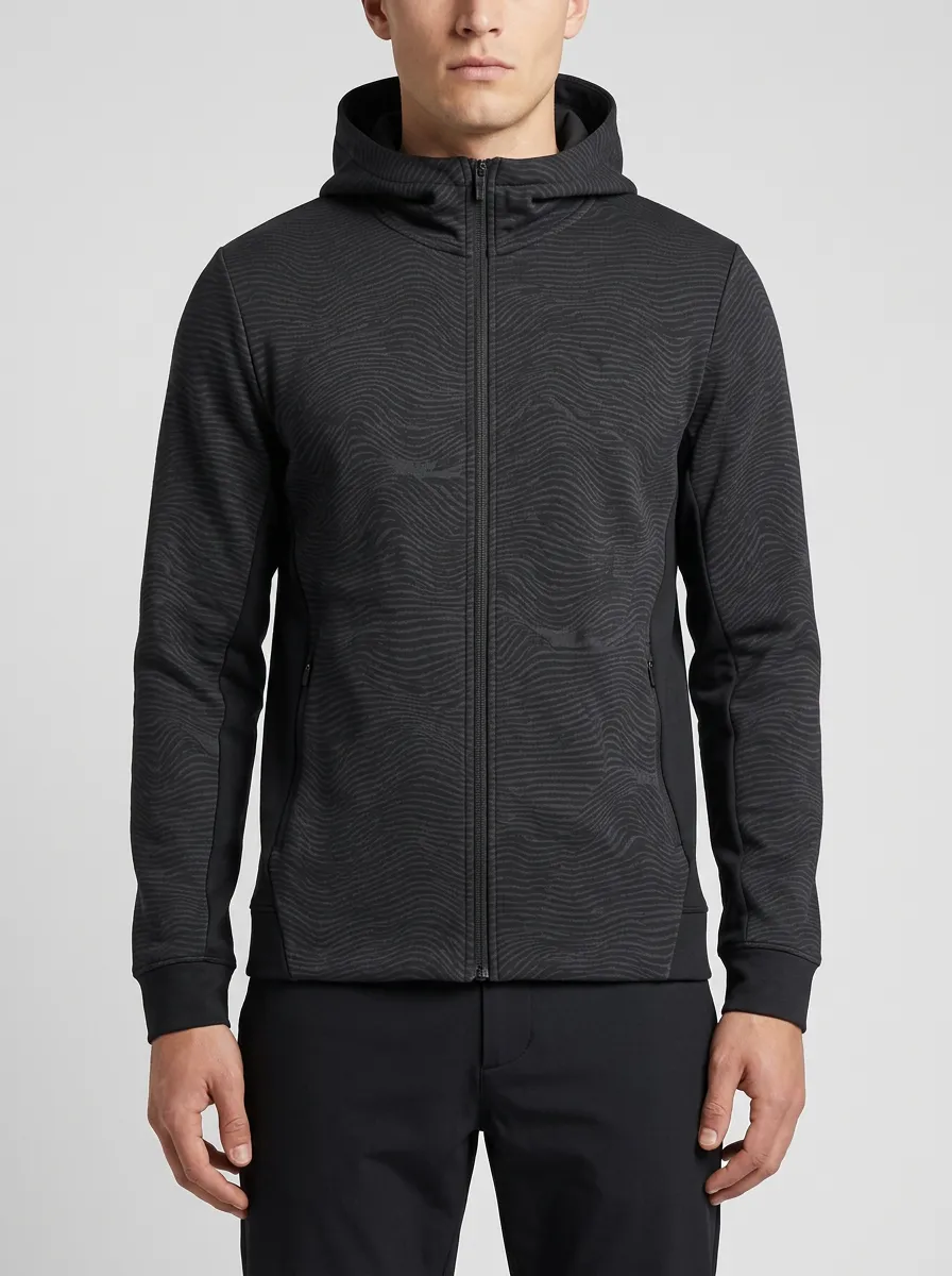 Men's Wavy Pattern Graphic Full-Zip Hoodie