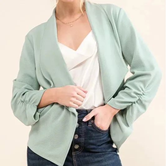 Classic Open Front Pocket Detail Tailored Blazer