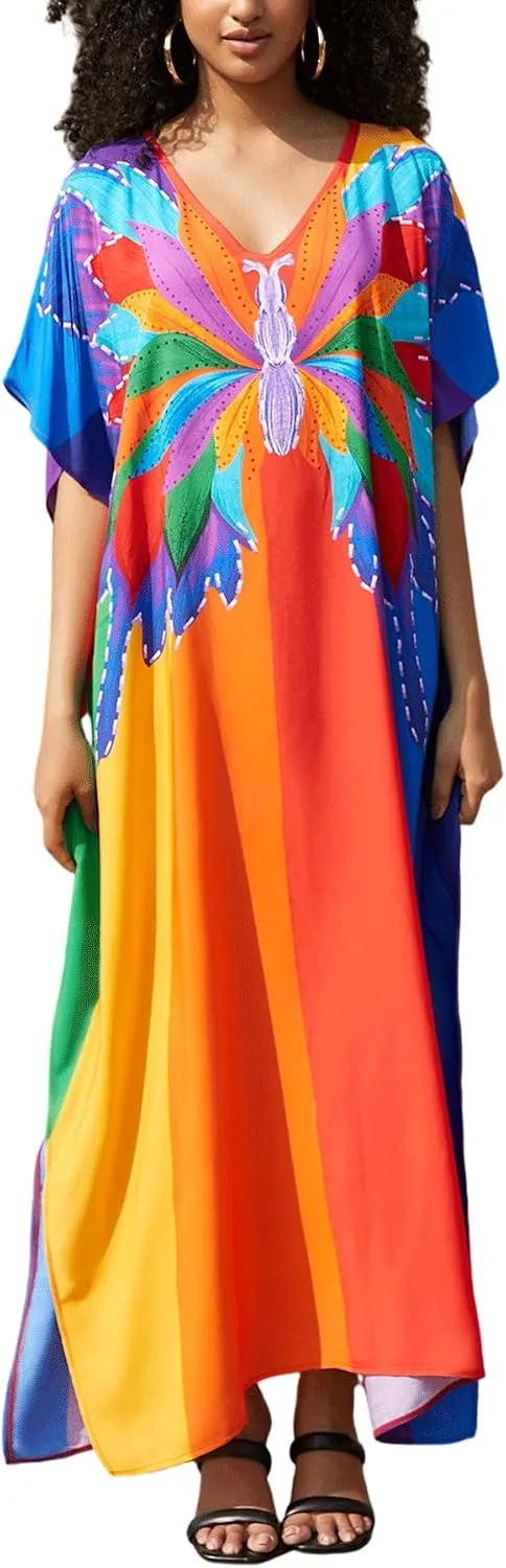 Women's Plus Size Beach Lounge Kaftan Maxi Dress swimsuit coverup for women