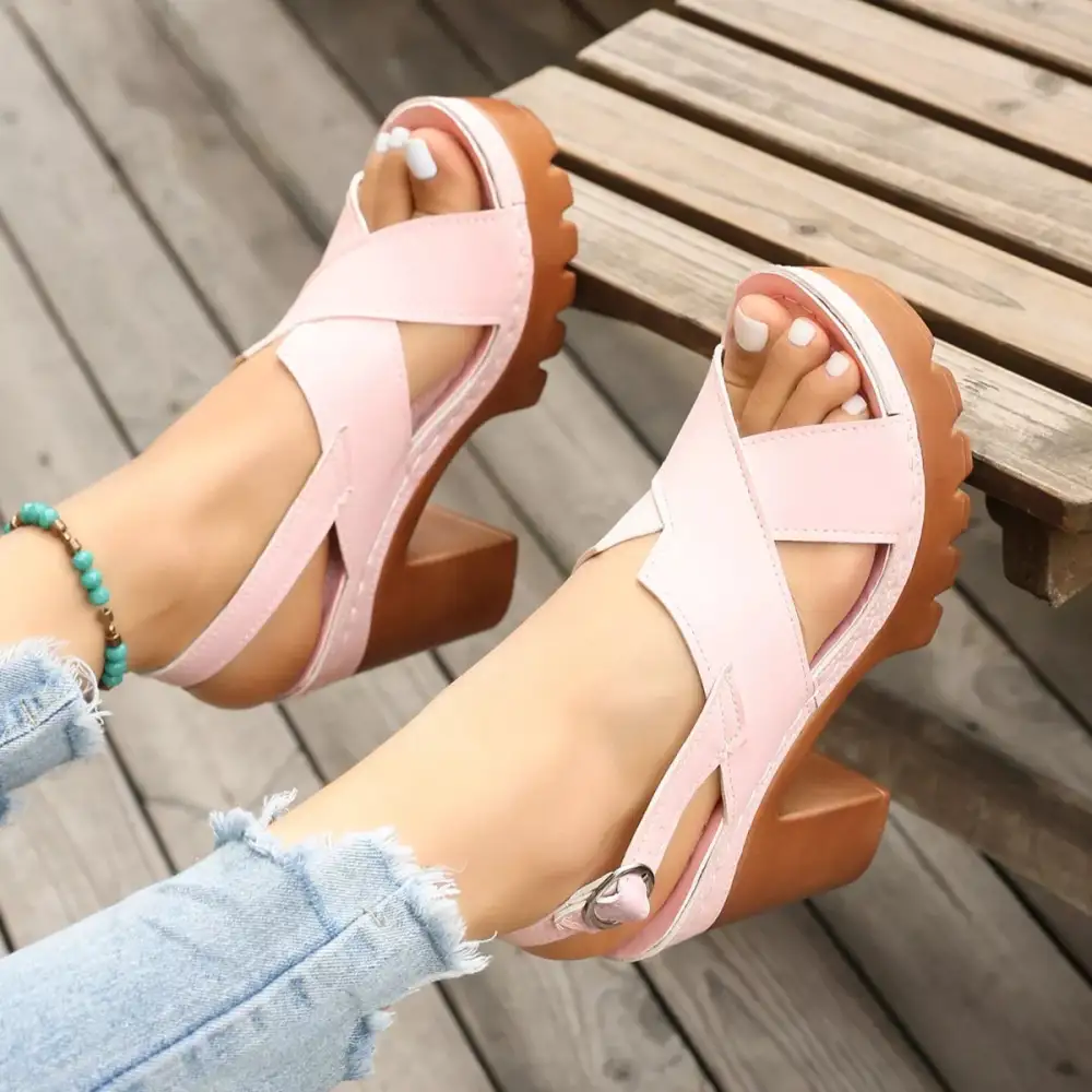 Boho Open Toe Block Heels Sandals