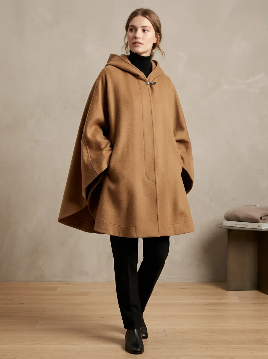 Clasp-Front Women's Cape Poncho