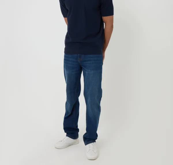 Men's Navy Basket Stitch Knitted Polo