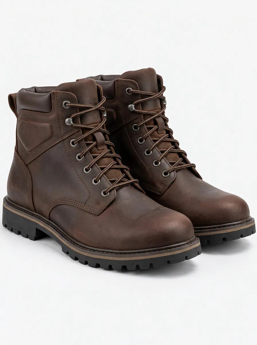 Men's Leather Brown Work Boots
