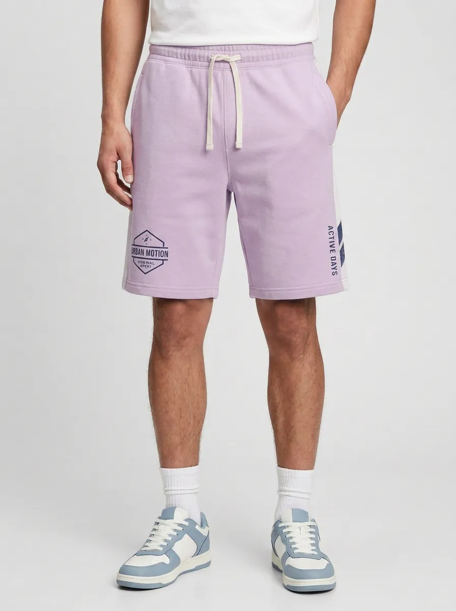 Men's Drawstring Relaxed-Fit Printed Sweat Shorts
