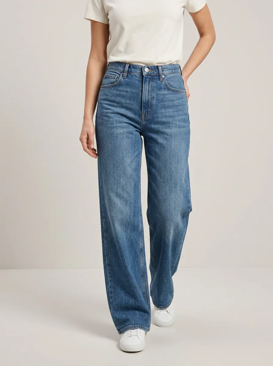 Easy-Wear Wide-Leg High-Rise Denim Jeans