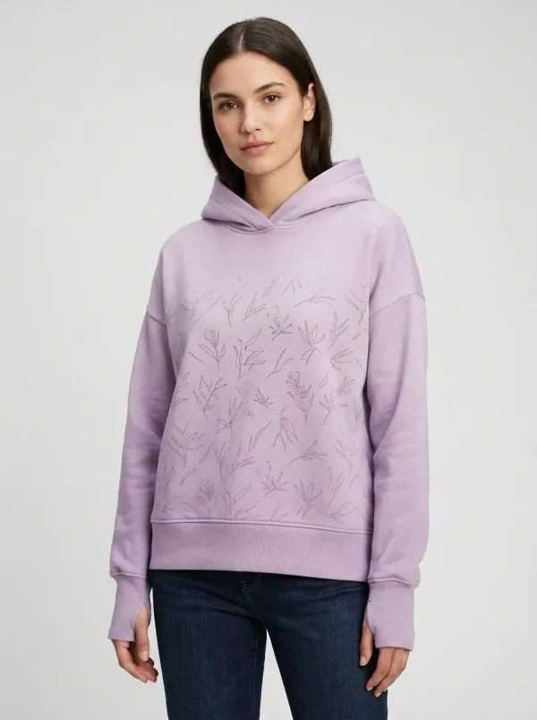Women's Modern Floral Line Art Minimal Graphic Hoodie