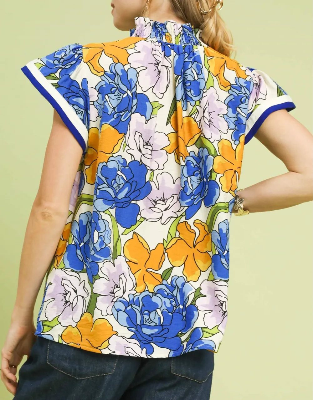 Floral Print Blouse With Contrast Trim