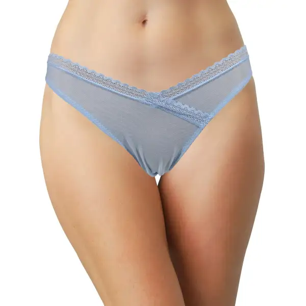 Classic Lace-Trim Lace Mesh Thong Panty