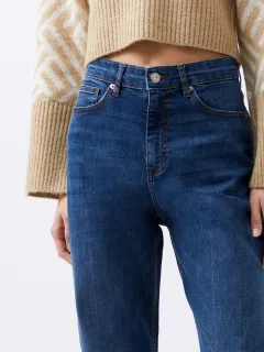 Straight Slim Solid Color Denim Trousers