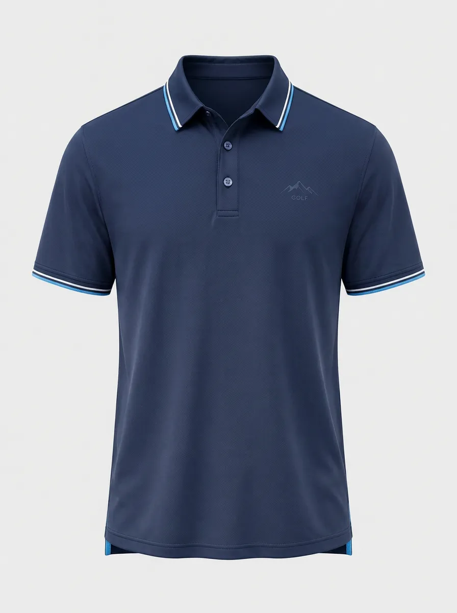 Men's Golf Lover Mountain Logo Printed Polo Shirt
