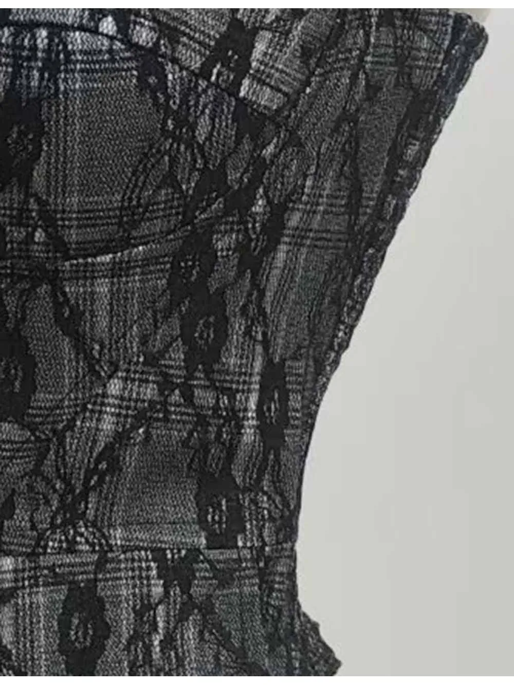 Lace Overlay Corset Pattern Faux Button Tube Top