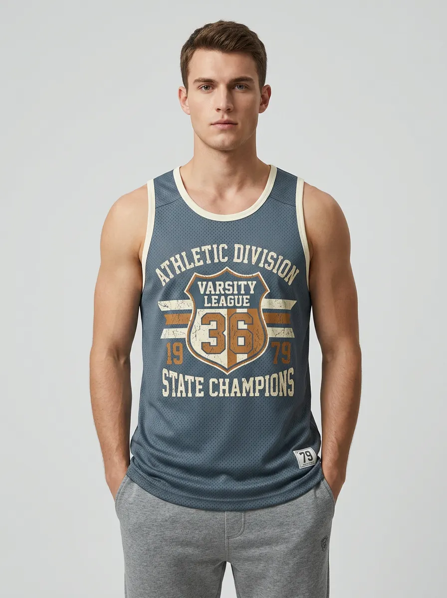 Men's Athletic Varsity League 36 State Champions Printed Tank Top