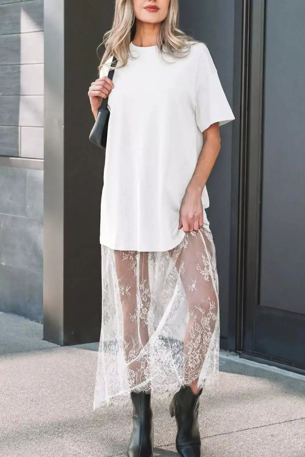 Patchwork Lace Shirt Dress