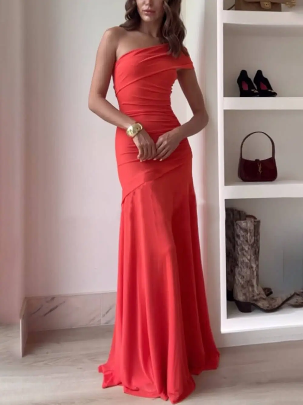 Elegance Effortless Mesh Off Maxi Dress