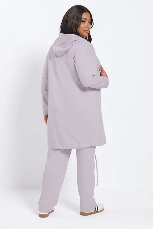 Purple 'BRKLYN' Slogan Longline Hoodie detail 1