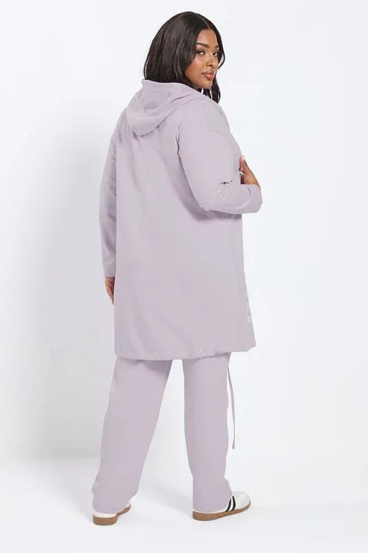 Purple 'BRKLYN' Slogan Longline Hoodie