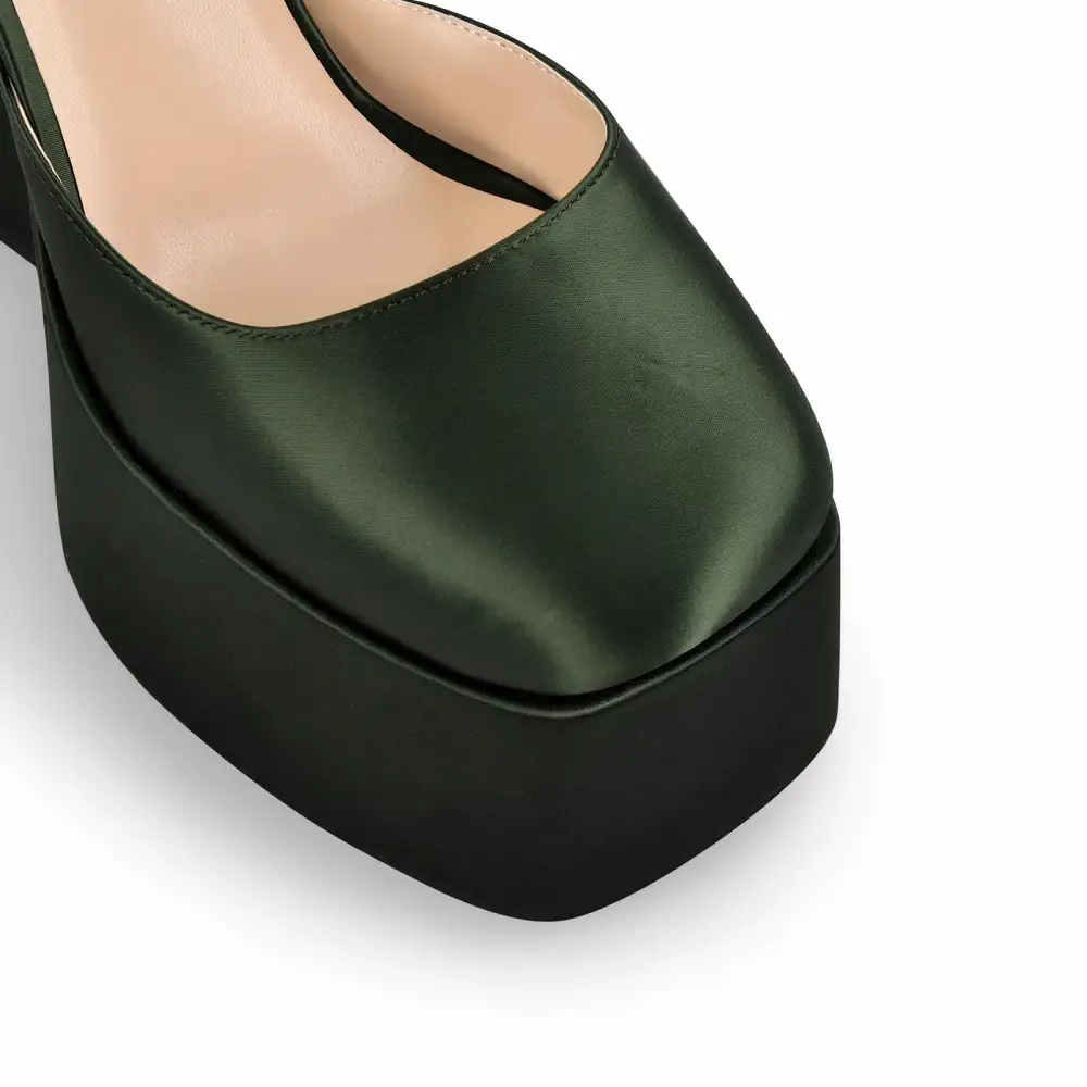 Square Toe Platform Chunky Heel Ankle Strap Pumps