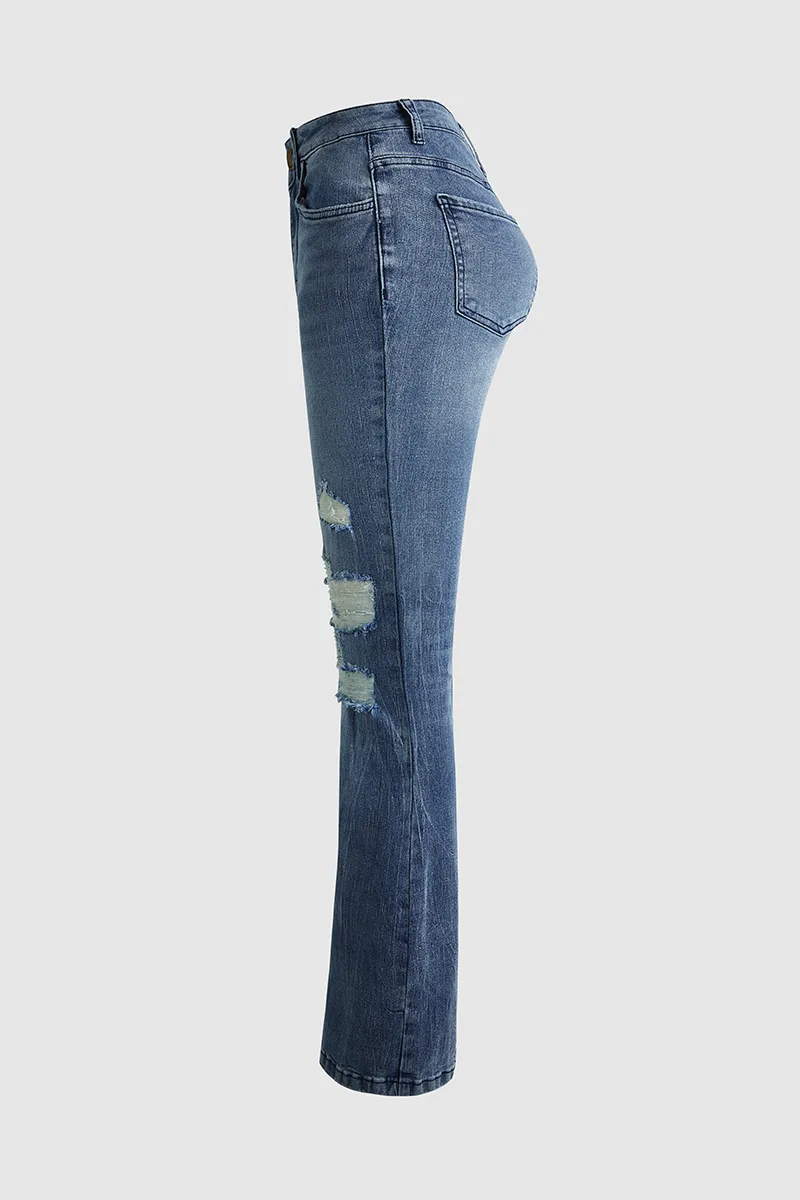 Vintage Ripped Flare Jeans