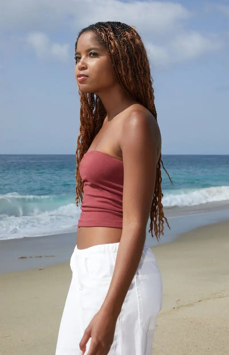John Galt Burgundy Amelia Cropped Tube Top