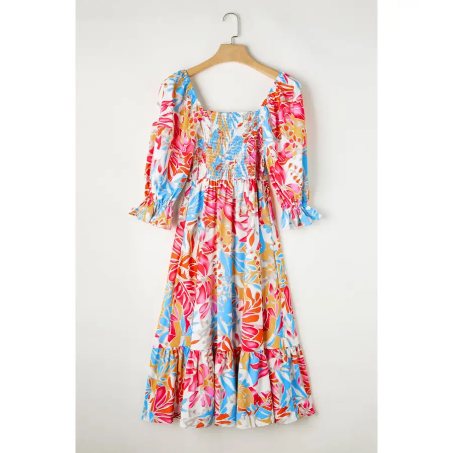 Smocked Half Sleeve Midi Dress