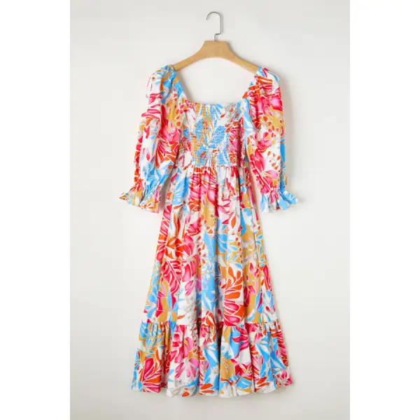 Smocked Half Sleeve Midi Dress