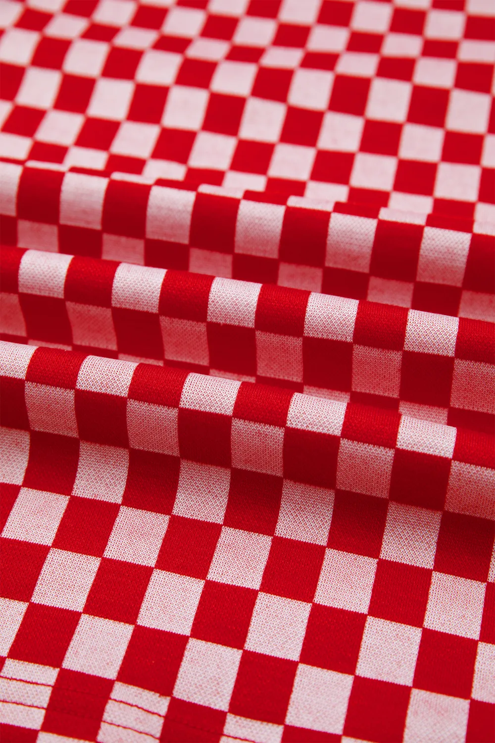 Red Checkered Print Ruffle Short Sleeve Top