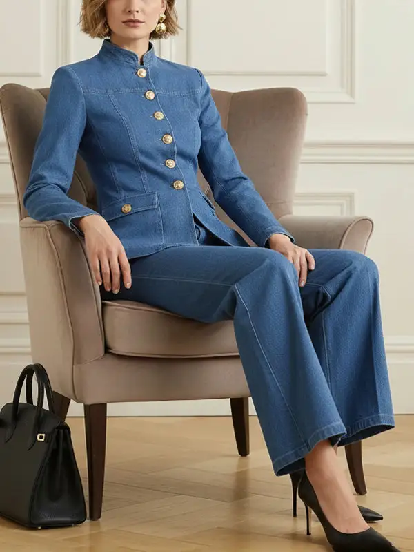 Denim Button Front Jacket Classic