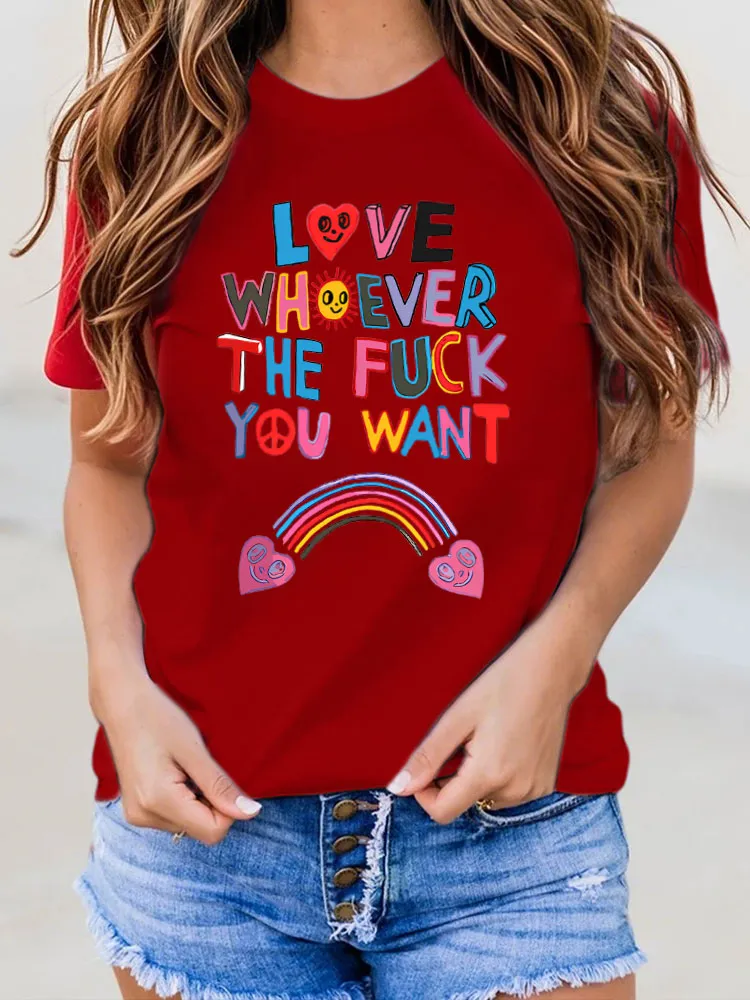 Love Whoever You Want Printed Short Sleeve T-Shirts