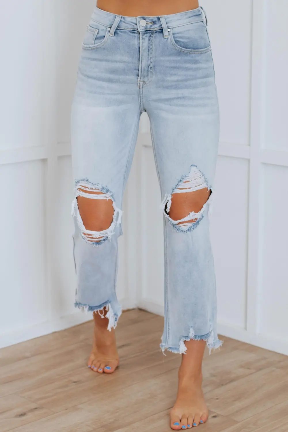 Stretch Cropped Straight Leg Jeans