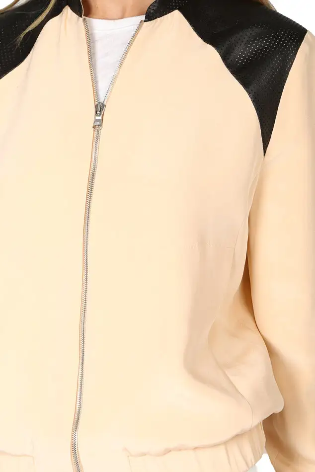Raglan Leather Silk Jacket