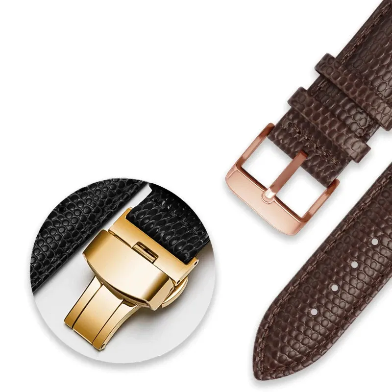 Black Brown Red Top Grade Lizard pattern Men and women Genuine Leather Watch BAND Strap