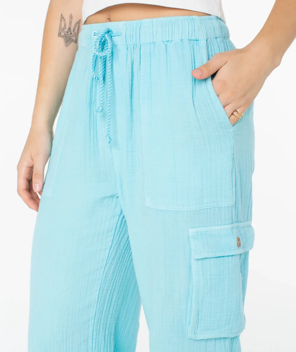 Stretch Waistband Drawstring Wide Pants