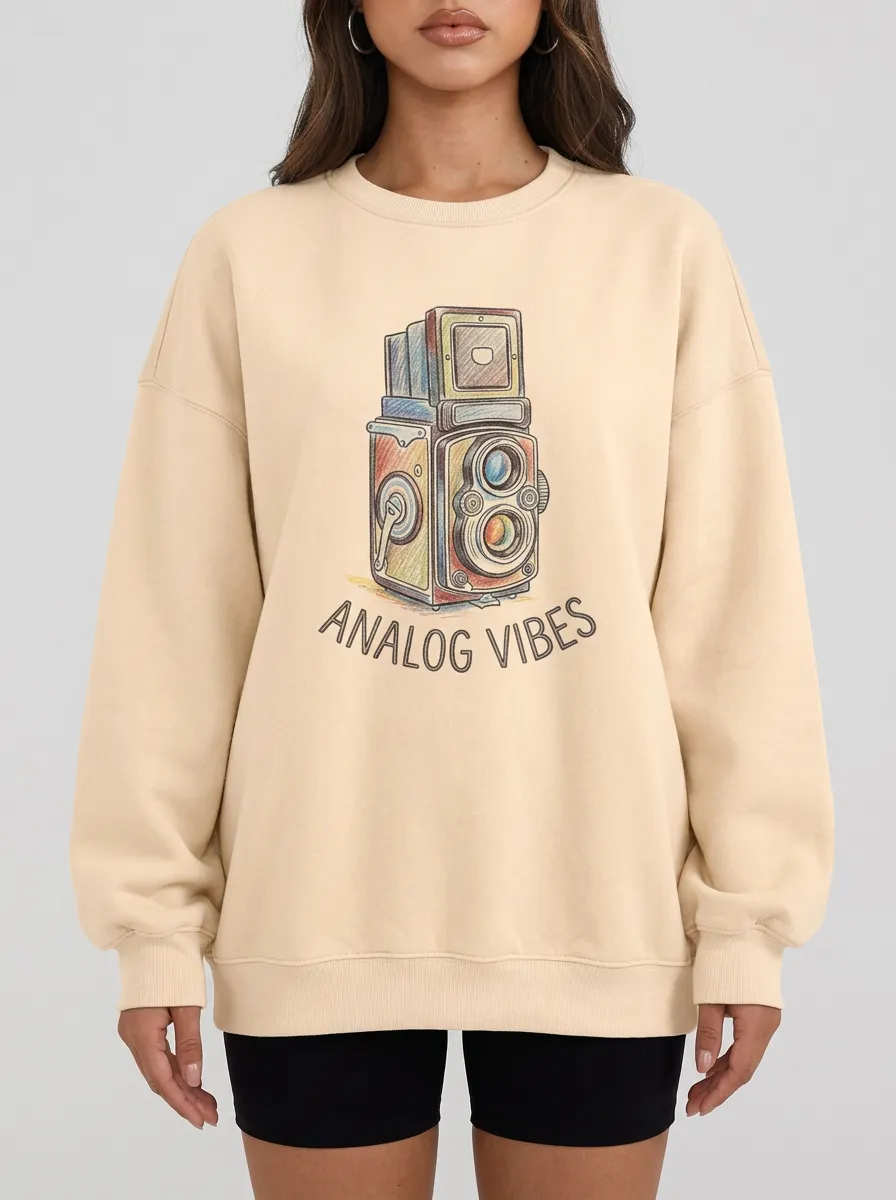 Women's Photographer Analog Vibes Vintage Camera Graphic Sweatshirt
