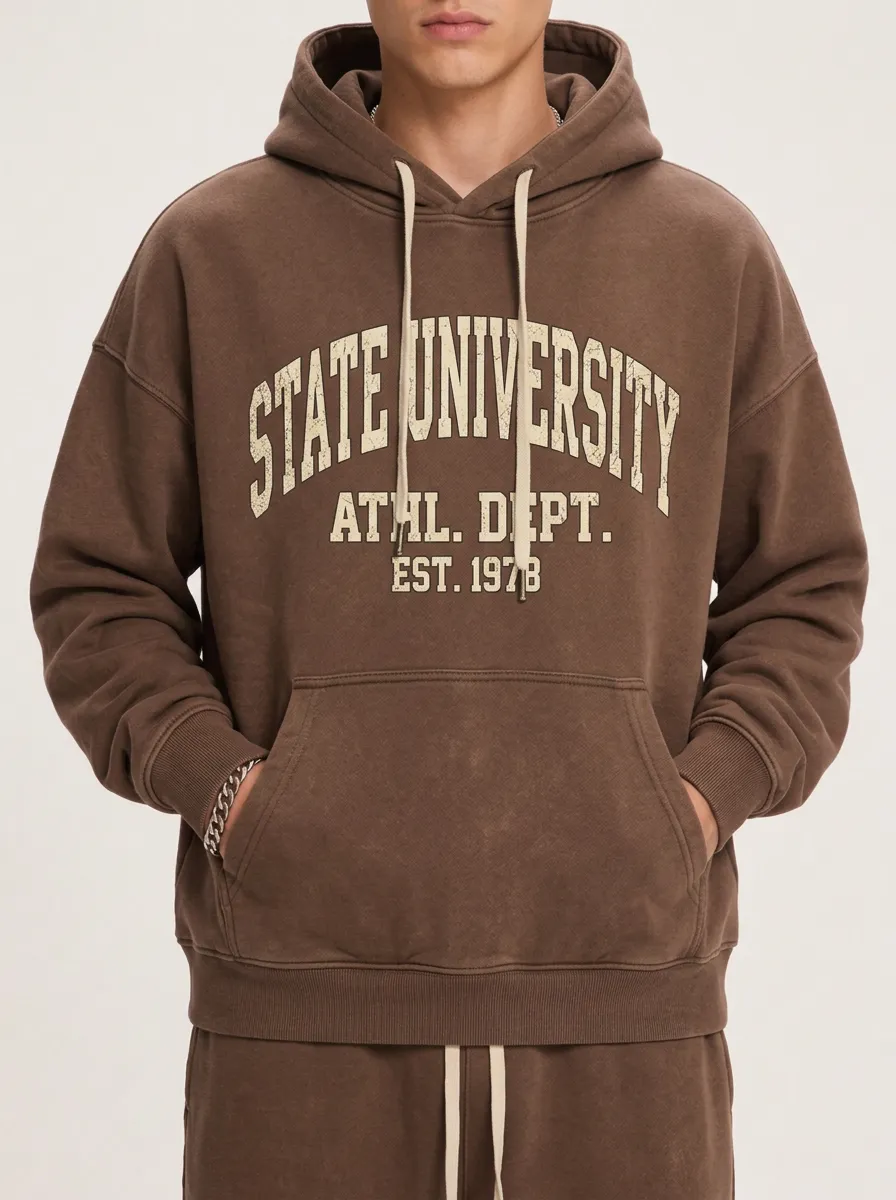 Men's Vintage State University Athletic Dept Printed Hoodie