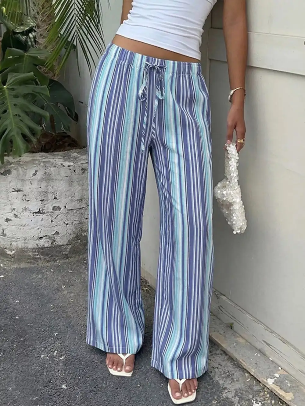 Flowy Striped Wide Leg Pants