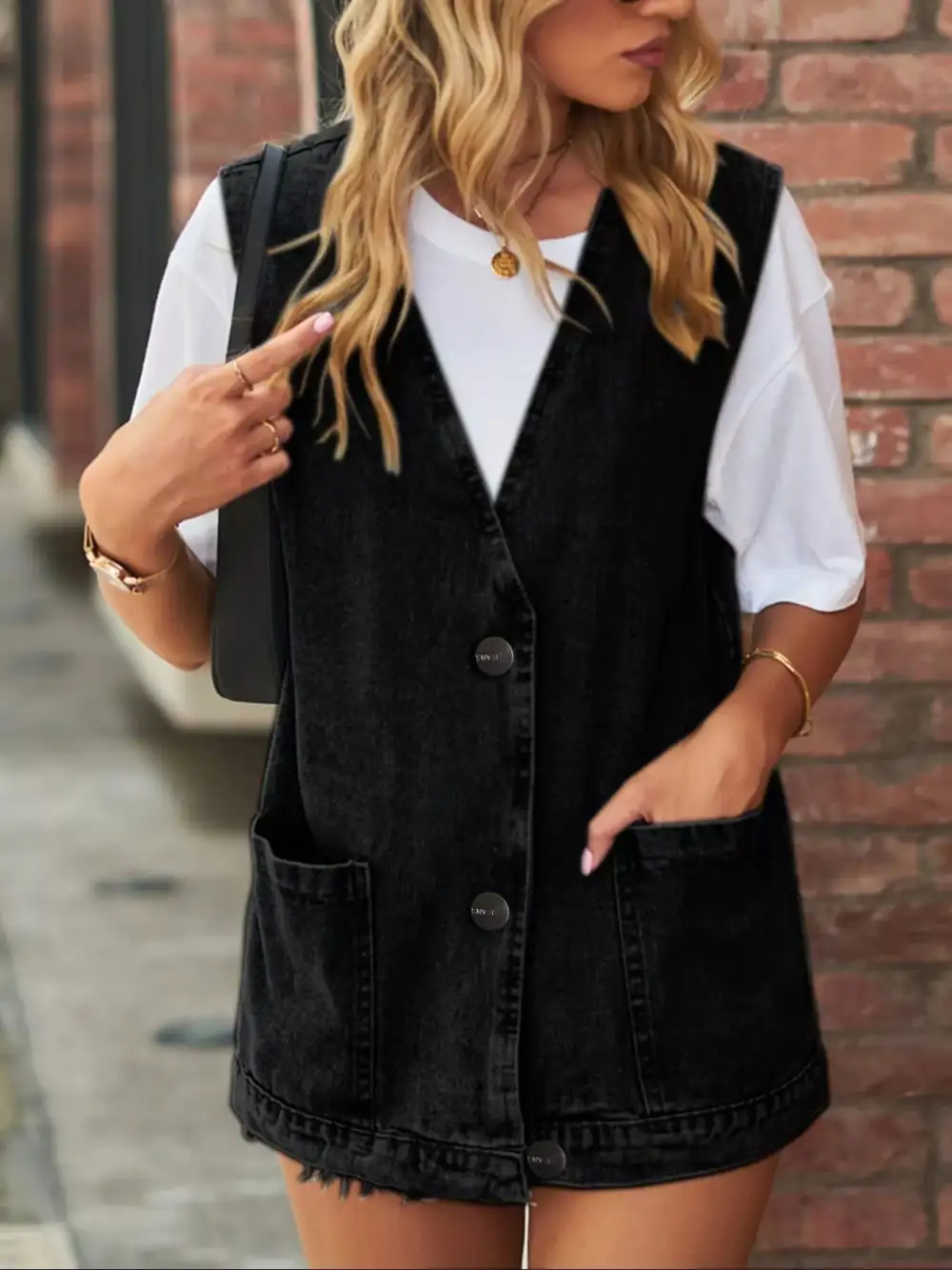 Sleeveless Button-down Jacket Vest