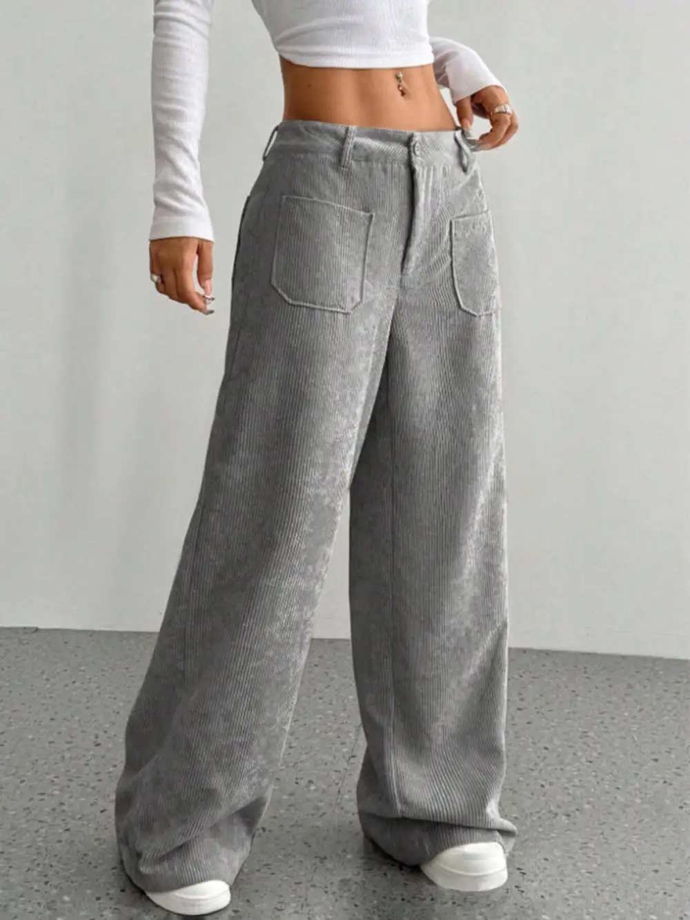 Wide Leg Pocket Detail Pants