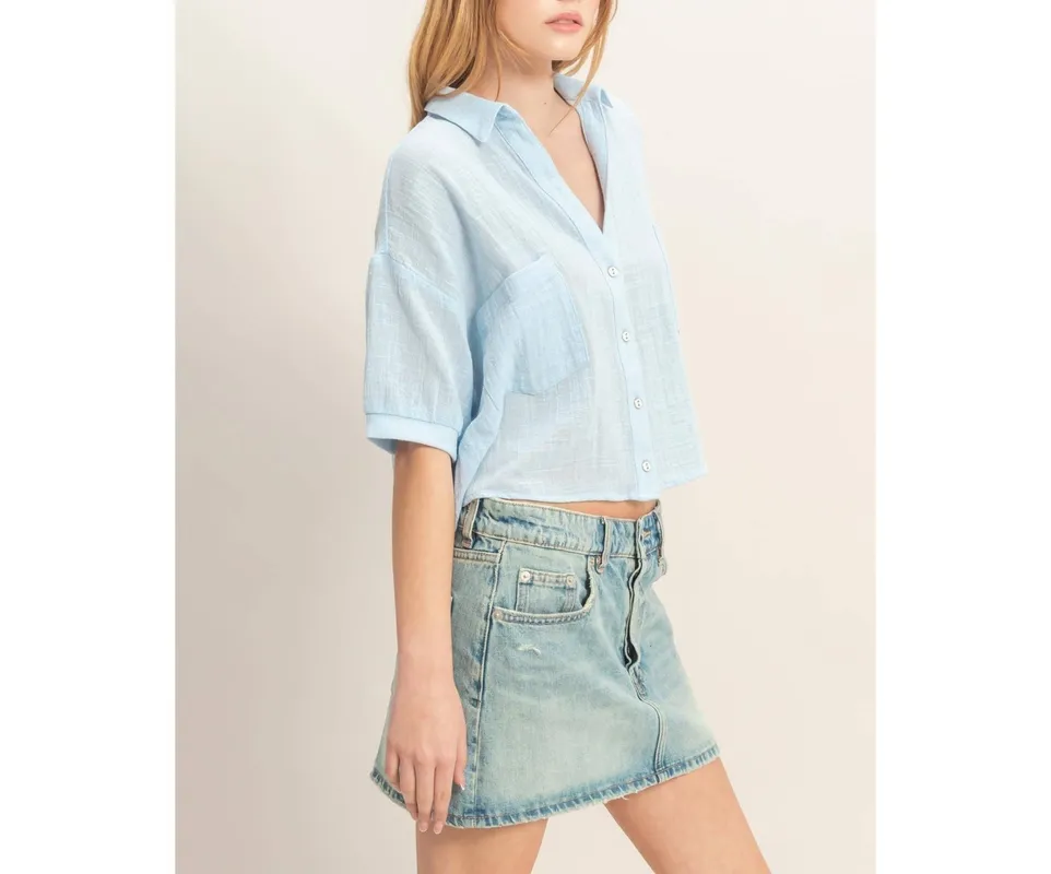 Textured Button-Up Shirt