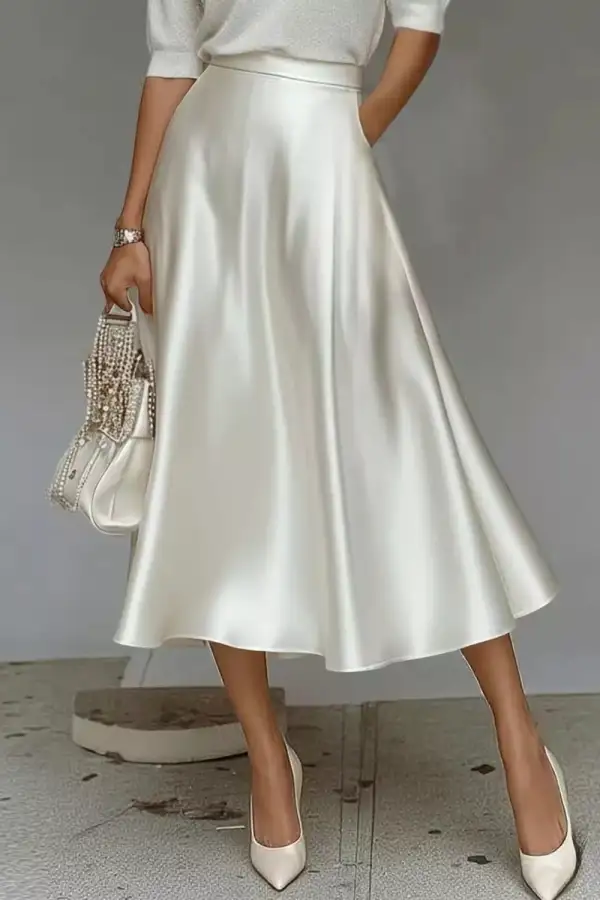 Everyday Satin A-line Midi Skirt