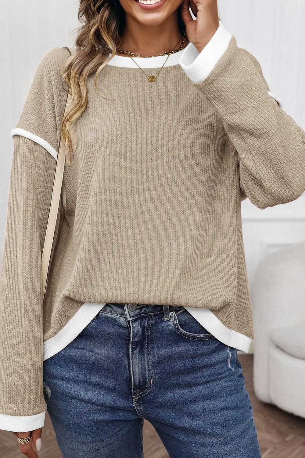 Women's Knit Drop Shoulder Loose Fit Top
