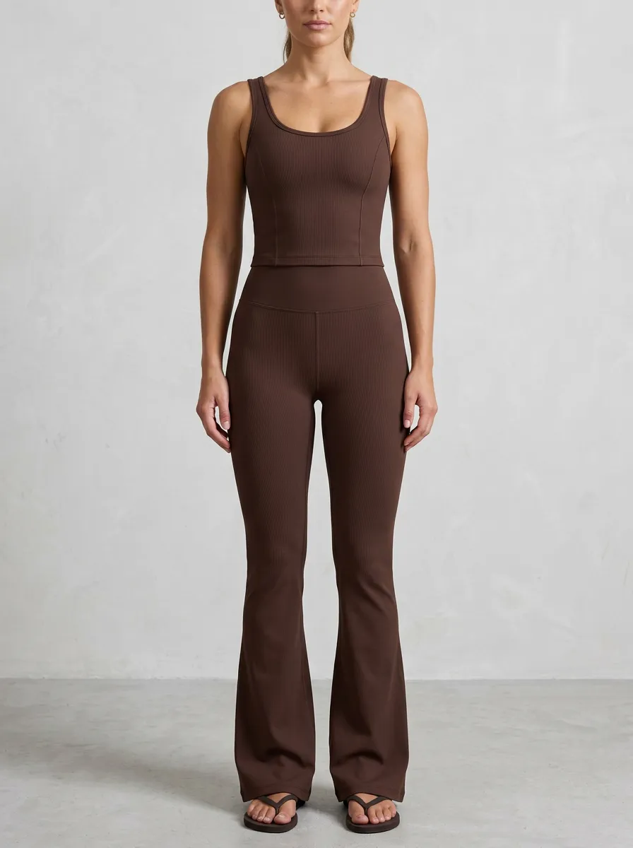 Flared-Leg Tank-Top Women's Tank Top Flare Pants Active Set