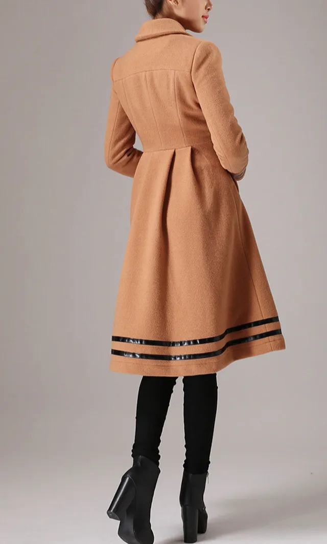 Modern Wool Blend Tailored Double Breasted Lapel Collar Pocketed Coat