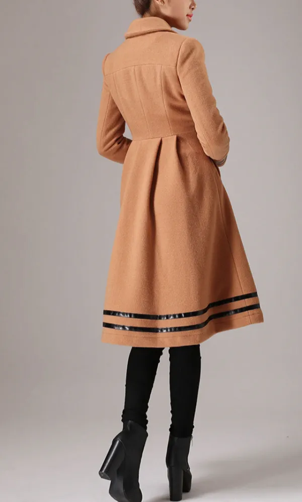 Modern Wool Blend Tailored Double Breasted Lapel Collar Pocketed Coat