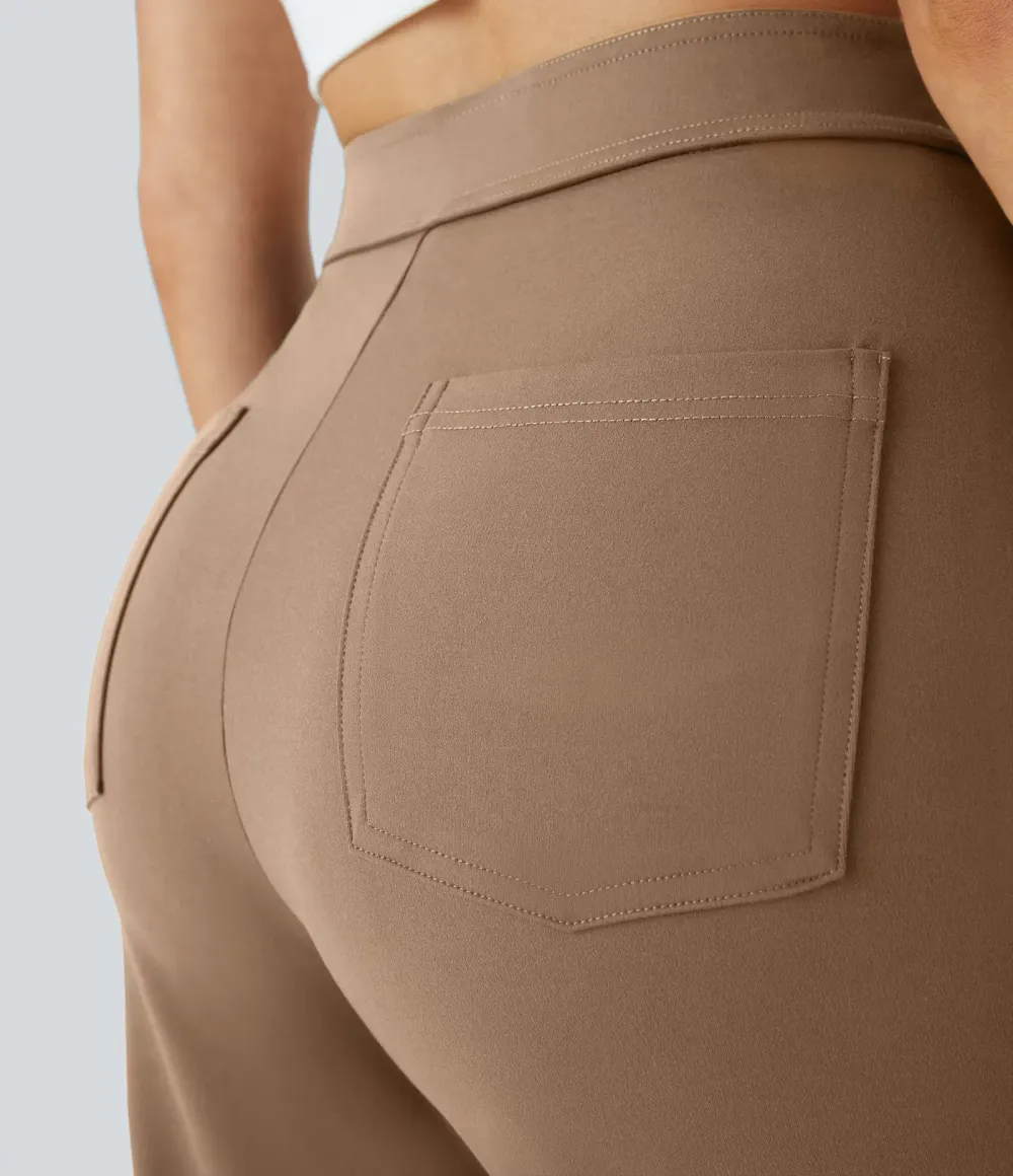 DayStretch High Waisted Pockets Straight Leg Casual Pants