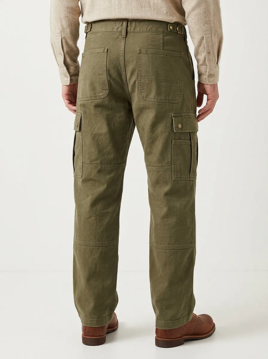 Men's Olive Green Multi-Pocket Utility Matte Finish Cargo Pants