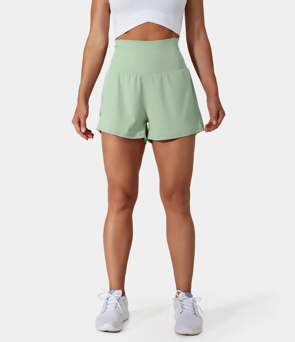 2026🔥  Super High Waisted Back Pocket & Side Hidden Pocket 2-in-1 Yoga Shorts 2.5
