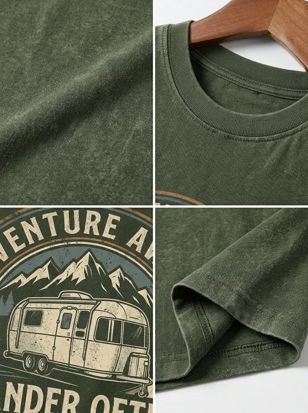Unisex Camping Lover Adventure Awaits Camper Van Printed T-shirt
